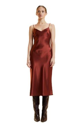 Cynthia Rowley Satin Slip Dress in Rust at Nordstrom, Size 2