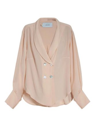 Isolda Sissi double-breasted buttoned shirt - women - Silk - 38 - Pink