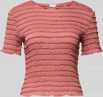 Jake*s T-Shirt mit Strukturmuster und Rundhalsausschnitt in Altrosa, Gr&ouml;&szlig;e XXL