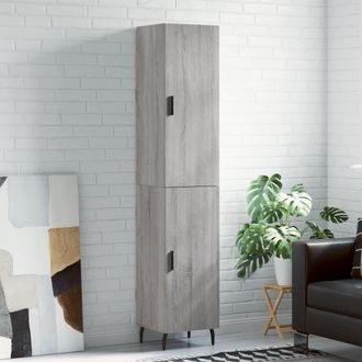 vidaXL Aparador Alto Madera Contrachapada Gris Sonoma 34,5x34x180 Cm Vidaxl