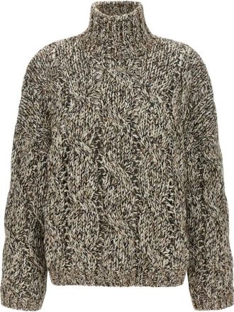 Brunello Cucinelli Truien & Vesten, Dames, Beige, S, Wol, Betoverende Net Trui