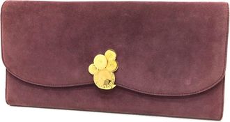 Bulgari Bordeaux Suede Clutch Bag (Pre-Owned)