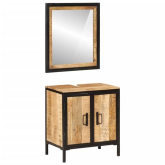 Berkfield Home 2 Piece Bathroom Furniture Set Iron & Solid Wood Mango in Brown