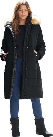 Roaman's Plus Size Knee Length Puffer Coat in Black at Nordstrom, Size Medium