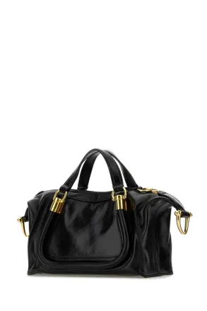Chlo&eacute; Womens Black Leather Paraty 24 Handbag Borse A Mano Bag