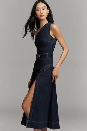 Avec Les Filles Belted One-Shoulder Shirt Dress