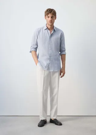 Mango Camicia seersucker righe blu - Uomo - XXL - MANGO MAN