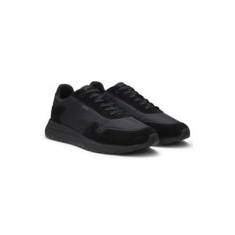 BOSS Lace-up sneakers in lightweight fabric with suede trims
