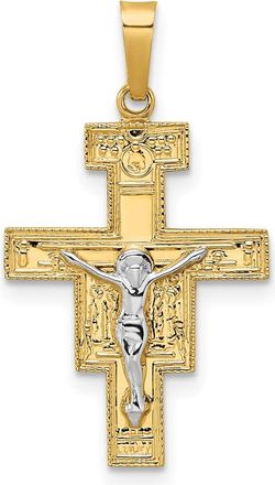 Diamond2Deal 14k Two-tone Gold Solid Crucifix Pendant