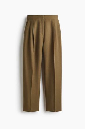H&M Barrel-leg Twill Trousers in Khaki Green at Nordstrom, Size 10