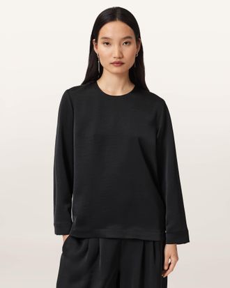 AllSaints Leanne Satin Relaxed Top