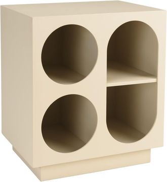 Macabane Mesita de noche 40 x 30 cm, 4 compartimentos, madera en color beige