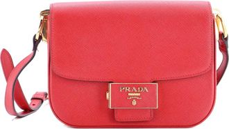 Prada Embleme Flap Bag Saffiano Leather Small shoulder bag - Rood