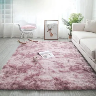 OEM Tapis De Salon Shaggy 160 X 230cm En Peluche Rose Fibre De Polypropyl&egrave;ne Souple Tapis Antid&eacute;rapante Tapis De Chambre