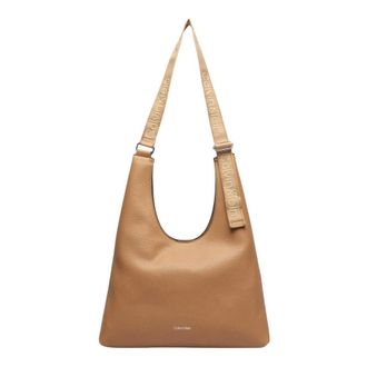 Calvin Klein Borsa a spalla grande con tracolla in tessuto regolabile - - Bags - Donna - Beige - ONE SIZE