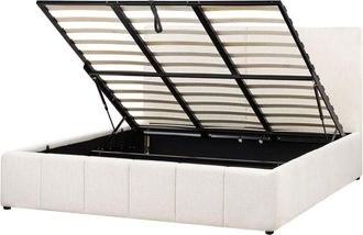 Beliani Letto matrimoniale con contenitore rivestito in tessuto bianco sporco 180 x 200 cm Castelnavet