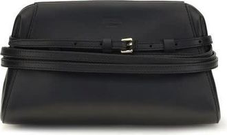 Moschino Belt-Detail Goatskin Clutch Black