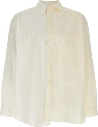 Maison Margiela Numeric Asymmetric Shirt - Heren - Casual Overhemden - Beige - M - Katoen - Overhemden