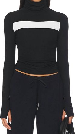 SPLITS59 Lennon Rib Turtleneck Top In Black/white