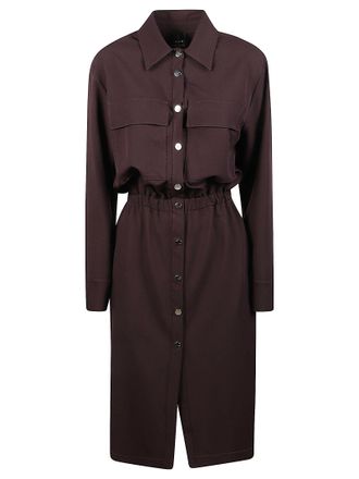 Pinko Arum Burgundy Shirt Collar Midi Dress