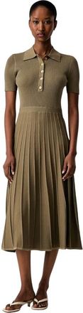 Michael Kors Vestido Midi Polo de Punto El&aacute;stico Acanalado - Dresses - Mujer - Verde - L