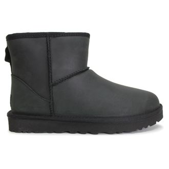 UGG Classic Mini Leather Womens Slip On Boots - Black - Size:UK 8