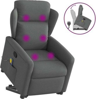 vidaXL Vidaxl - Silla De Masaje Reclinable De Pie De Tela Gris Oscuro