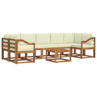 vidaXL Conjunto De Sof&aacute;s De Exterior Con Coj&iacute;n 8 Pcs Natural Y Crema Vidaxl
