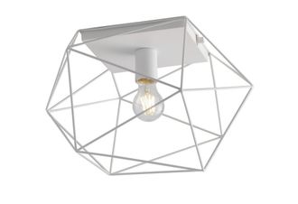 Netlighting Abraxas Globe Cage Semi Flush Ceiling Light White E27