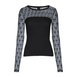 Pinko Blouses, female, Black, Size: L Violinista T-shirt Costina