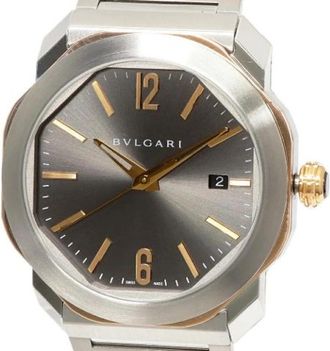 Bulgari Pre-owned Octo Roma Watch Ocp 41Sg - Heren - Vintage Horloges - Grijs - ONE Size - Leer - Vintage