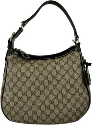 Gucci Pre-owned Shoulder Bags, female, Brown, Size: ONE SIZE Pre-owned GG Supreme Leather Shoulder Bag