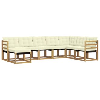 vidaXL Conjunto De Sof&aacute;s De Exterior Con Coj&iacute;n 8 Pcs Blanco Y Crema Vidaxl