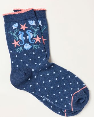 Fat Face FatFace Navy Seahorse Socks