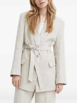 Alohas belted linen blazer - Neutrals