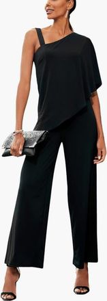 Lascana Womens Asymmetrical One Shoulder Jumpsuit in Black at Nordstrom, Size 14