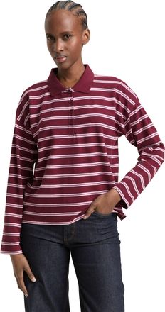 Tom Tailor Denim Langarmshirt TOM TAILOR DENIM, Damen, Gr. XXL, rot pink multicolor stripe, Web, Obermaterial: 95% Baumwolle, 5% Elasthan, gestreift, regular fit norma