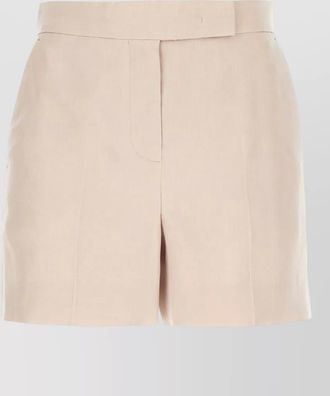 Max Mara linen shorts belt loops buttoned back pockets