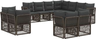 vidaXL Conjunto De Sof&aacute;s De Jard&iacute;n 11 Uds. Gris Rat&aacute;n Sint&eacute;tico Vidaxl