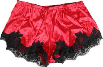 Dolce & Gabbana Red Silk Satin Lace Trim Pajama Shorts Womens Sleepwear
