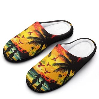 Generic Jamaica Beach Womens Slippers Warm House Slippers Indoor House Shoes with Anti-Skid Rubber Sole