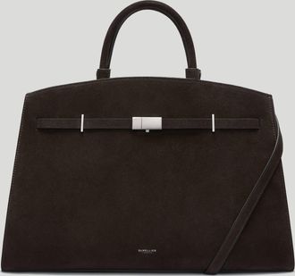 DeMellier Marie von Behrens-Felipe x The Hudson in Deep Cedar Suede & Deep Cedar Smooth Leather Tote & Work bag