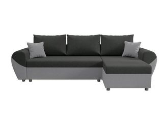 VENTE-UNIQUE.COM Sof&aacute; rinconera poli&eacute;ster 4 plazas negro, gris 265x139cm