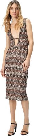 Missoni Midi Dress With V-neck And Embroidered Lace in Beige at Nordstrom, Size 40 It