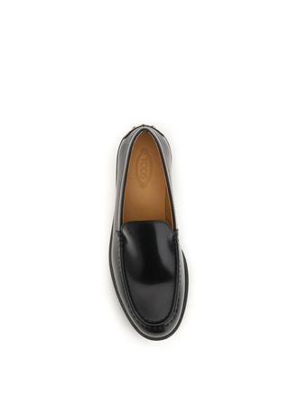 Tod's Womens Leather Loafers Gommino Black Calf