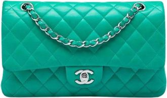 Chanel Pre-owned Vintage Double Flap Shoulder Bag - Dames - Vintage Schoudertas - Groen - ONE Size - Leer - Vintage