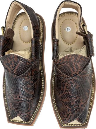 Generic Mens Peshawari real leather snake skin pattern Handmade sandal kaptaan chappal durable sole UK (Mlti colour, UK Footwear Size System, Adult, Men, Nume