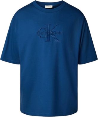 Calvin Klein Jeans Tops, Heren, Blauw, L, Katoen, SS Hero Monologo Emb
