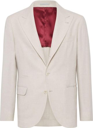 Brunello Cucinelli single-breasted wool blazer - men - Wool - 56 - Neutrals