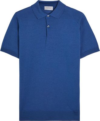 John Smedley Payton Merino Wool Polo Shirt - Blue - M